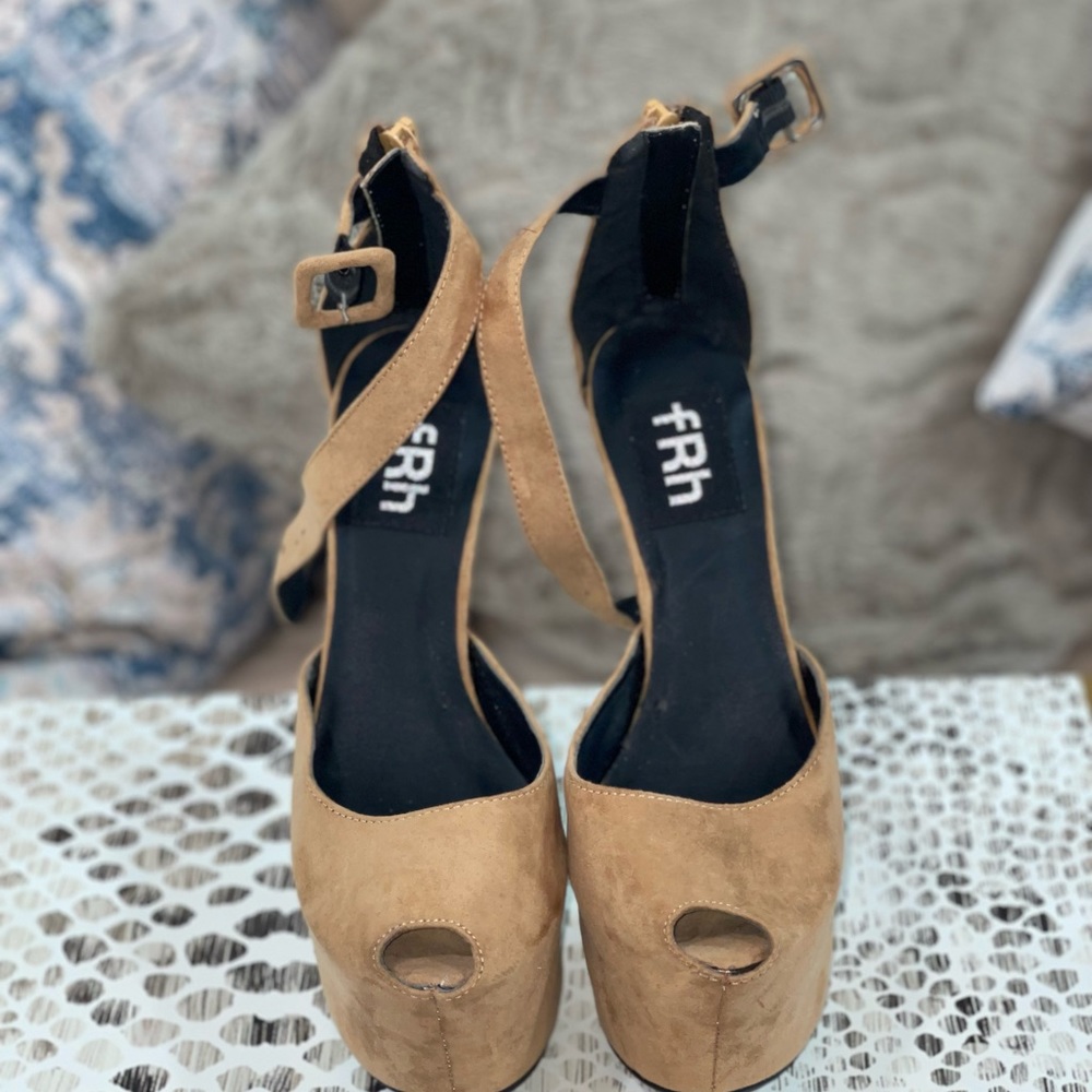 Suede platform heels